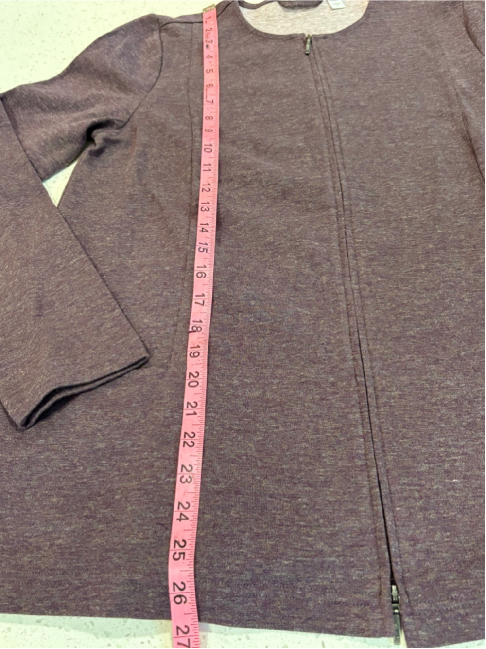 J.Jill Pure Jill Full Zip Cardigan Jacket Heather Purple Cotton Knit Size S - Picture 6 of 9